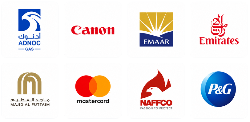ADNOC Gas, Canon, Emaar, Emirates, Majid Al Futtaim, Mastercard, NAFFCO and P&G